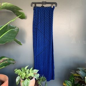 Black and blue lines maxi skirt